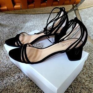 RAYE Adia suede sandals with ballet ankle ties.  Size 10